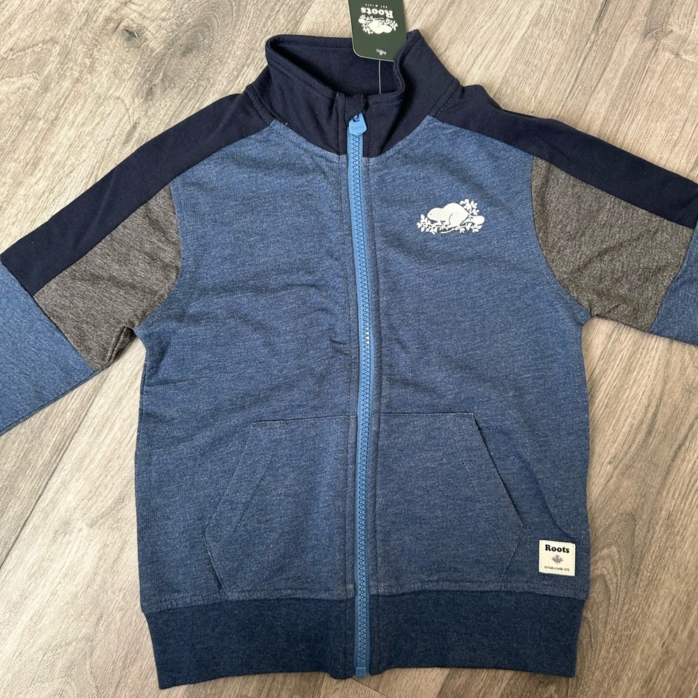 NWT Roots Toddler Active Track Jacket, Navy Blazer Mix